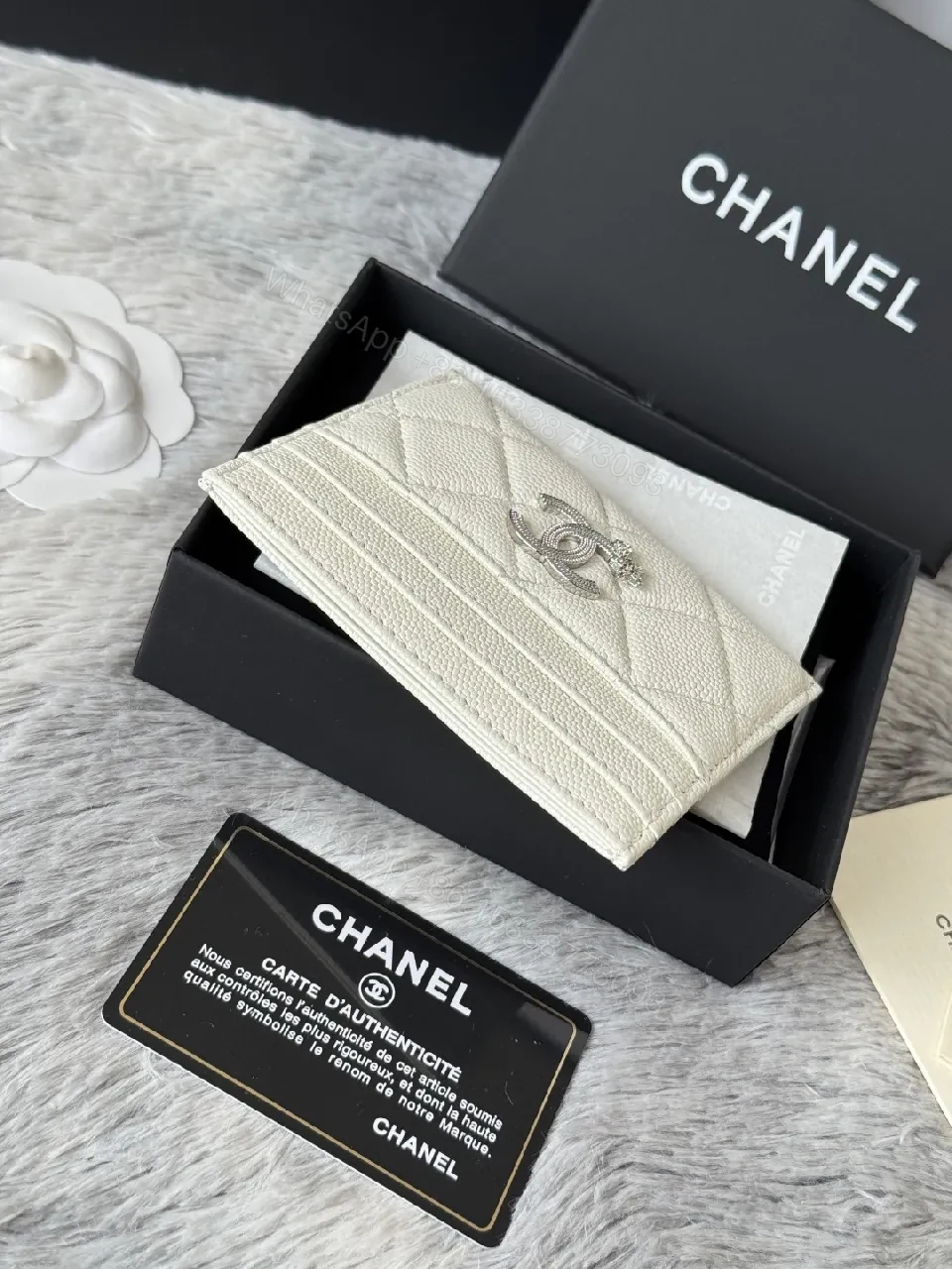View 9 of Quilted Lambskin Wallet | Silver Logo, Compact & chic