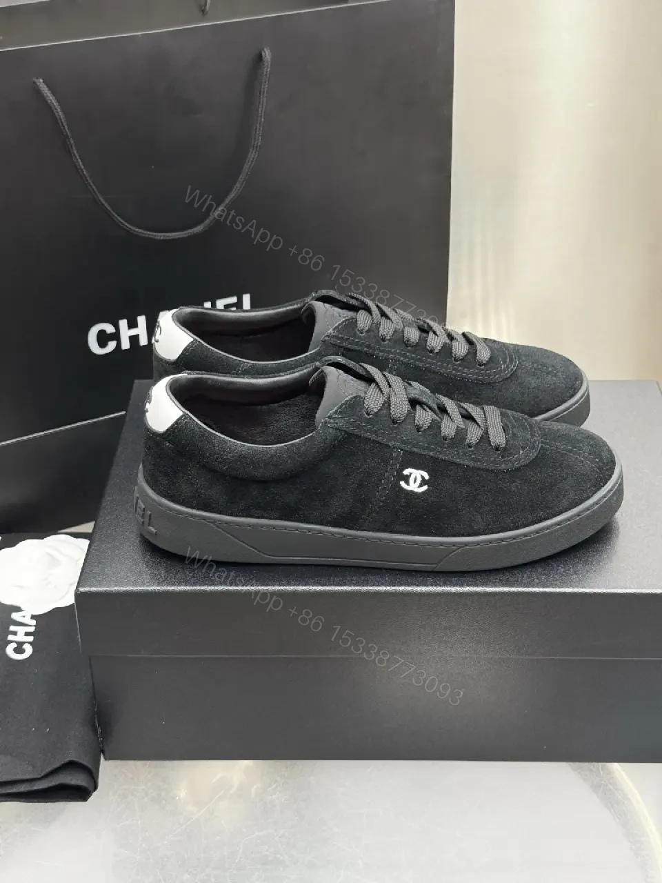 View 10 of Black Suede casual sneakers with Chanel logo (CH) product type: Shoes