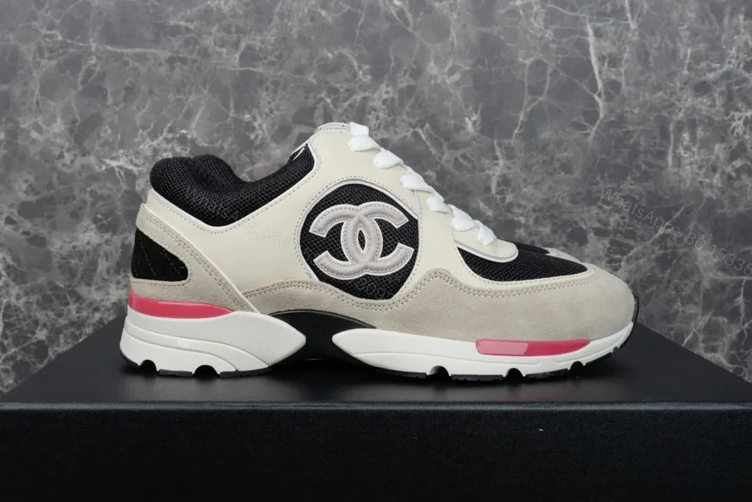 View 5 of Chanel-Inspired Trail Runner: Neutrals, Pink Accents, Luxe Comfort