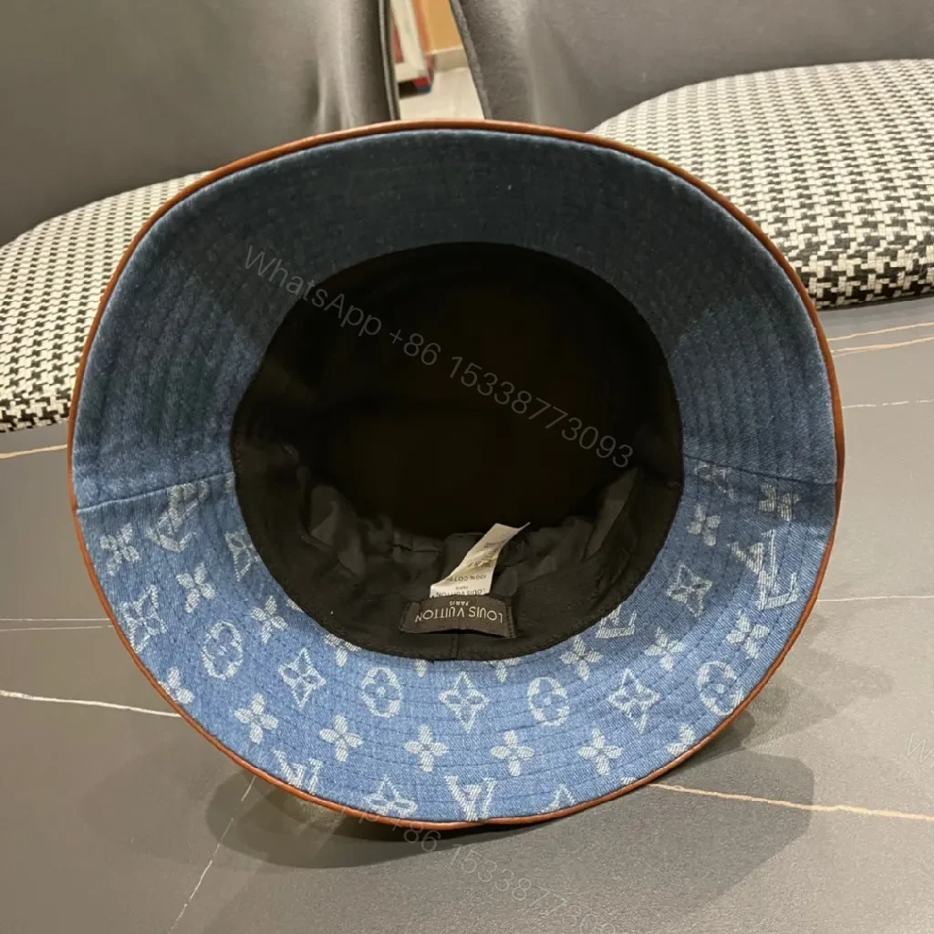 View 12 of Denim Bucket Hat with Monogram Detail – Sun Protection