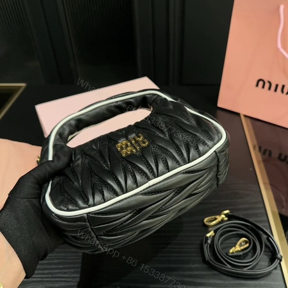 View 7 of MIUMIU WANDER MATELASSÉ BAG BLACK AND WHITE 20CM