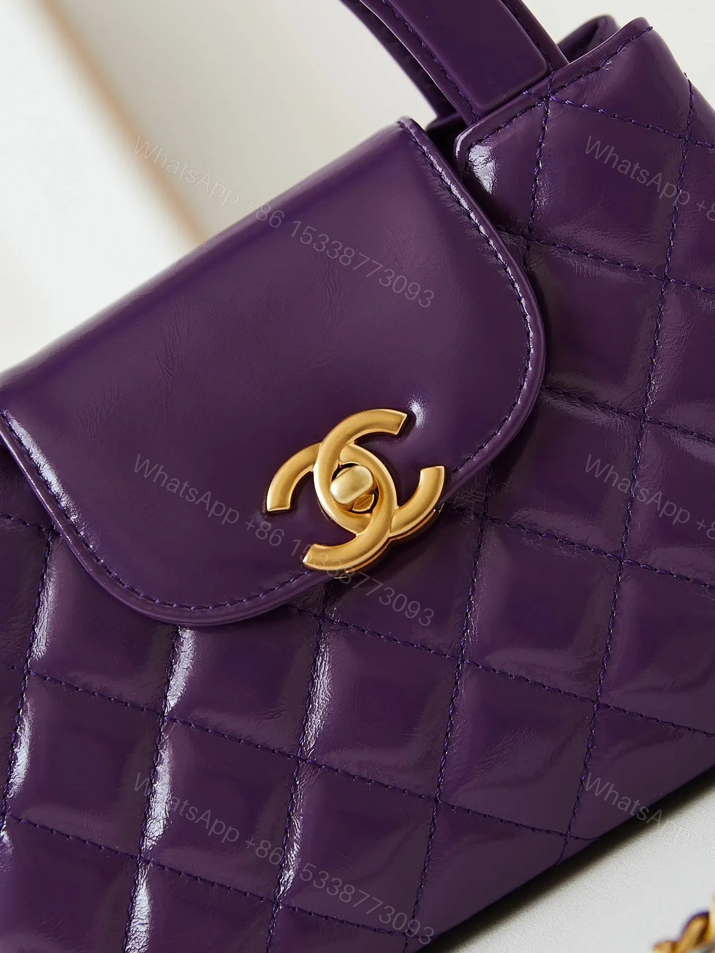View 6 of CHANEL KELLY MINI 19 BAG IN INDIGO PURPLE CALFSKIN
