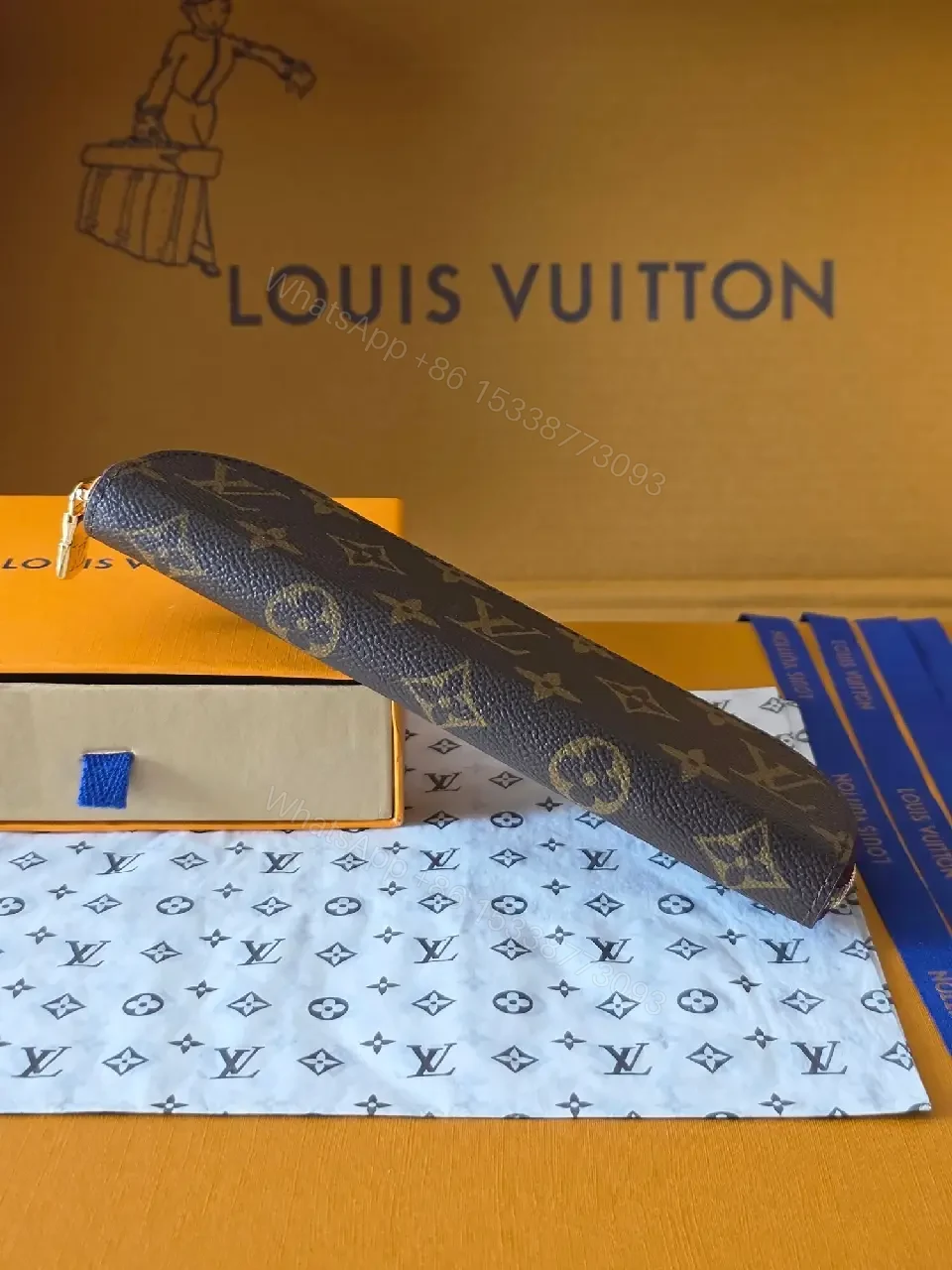 View 5 of Compact Monogram Wallet: Luxe Zippered Card Holder