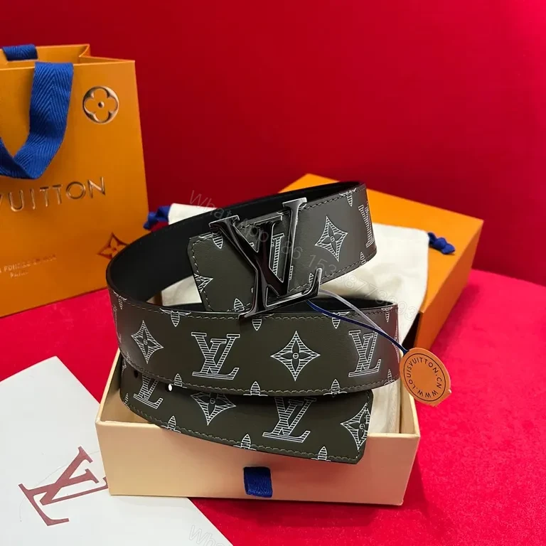 Bold Monogram Belt: LV-Inspired Luxure Texture Belt — view 1