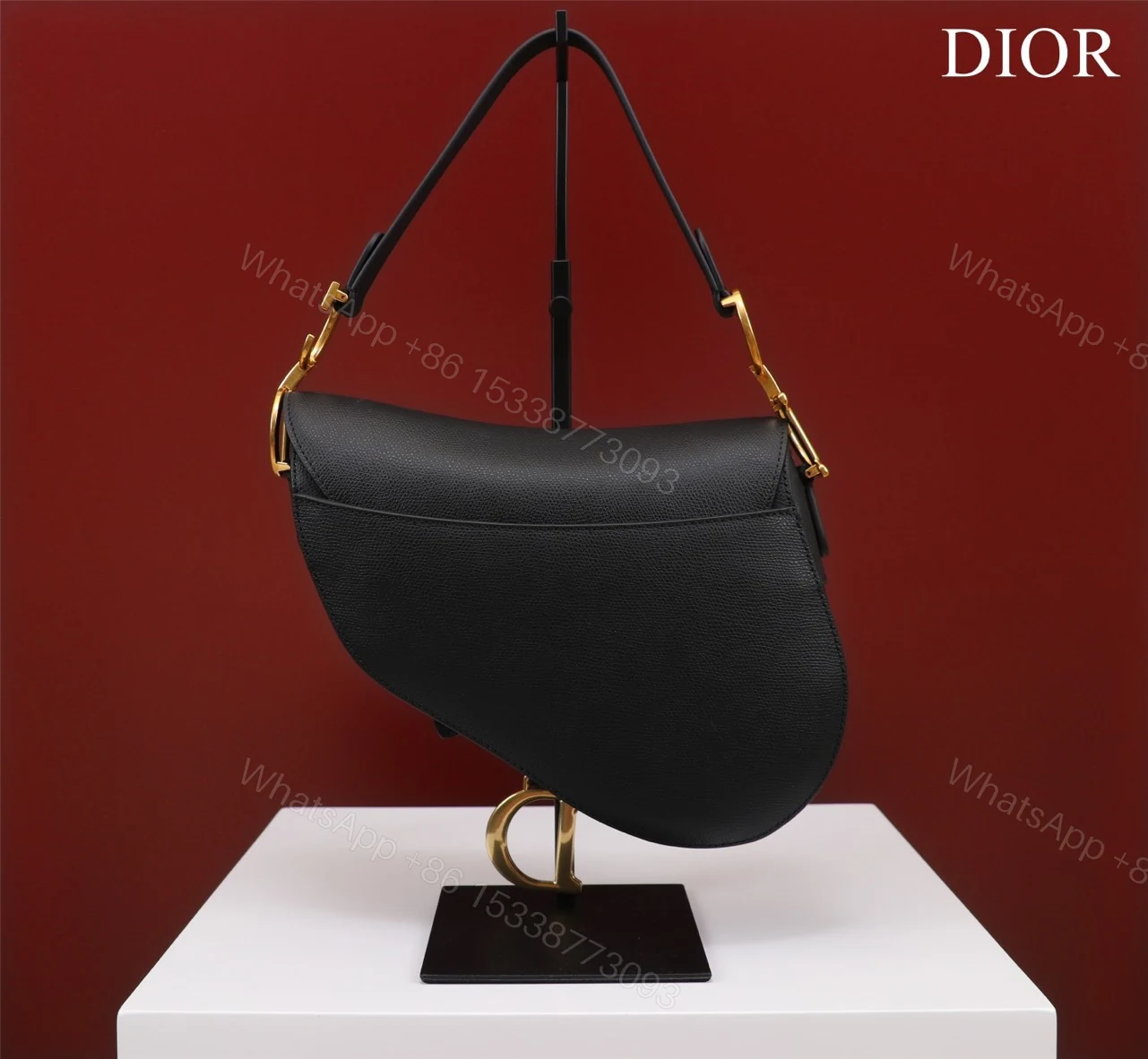 View 8 of Dior Saddle 11 Handbags Black With Lock Yellow Gold 25x20x6.5cm