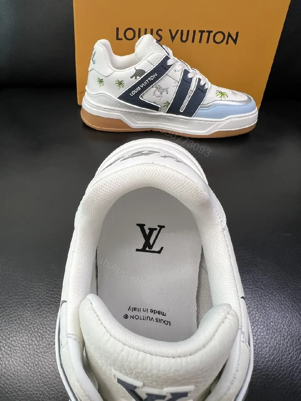 View 8 of Island Luxe Trainer: Premium Leather, Palm-Trim Sneakers