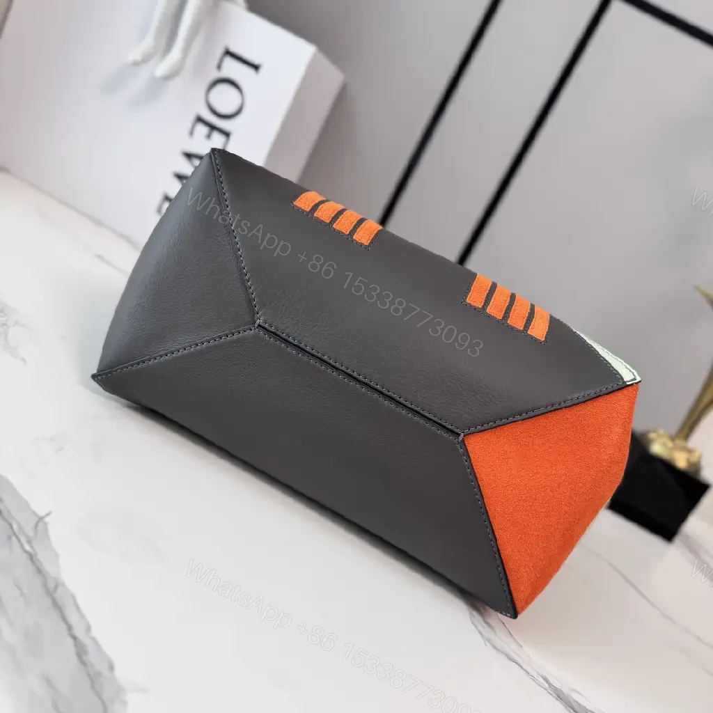 View 9 of Bold Geometry Fox Tote: Color-Block Faux Leather Carryall