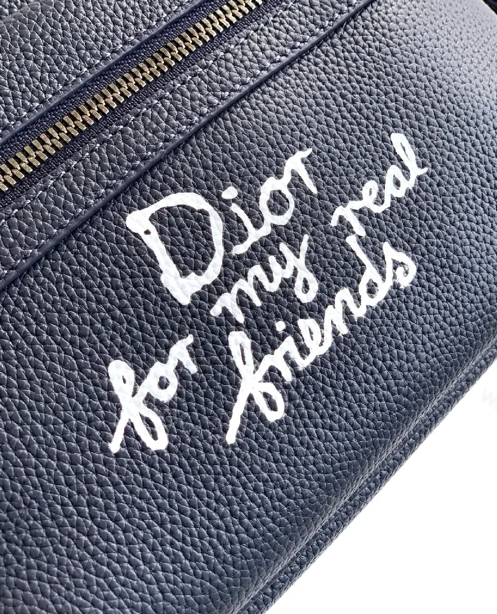 View 8 of Navy Leather Compact Messenger Bag: Mini Dior-Influenced Style