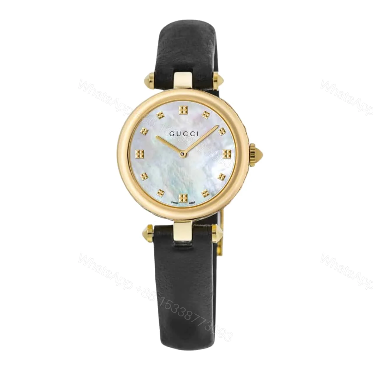 Gucci Diamantissima Swiss Quartz With Black Strap And Gold Tone 27Mm Ya141404 — view 1