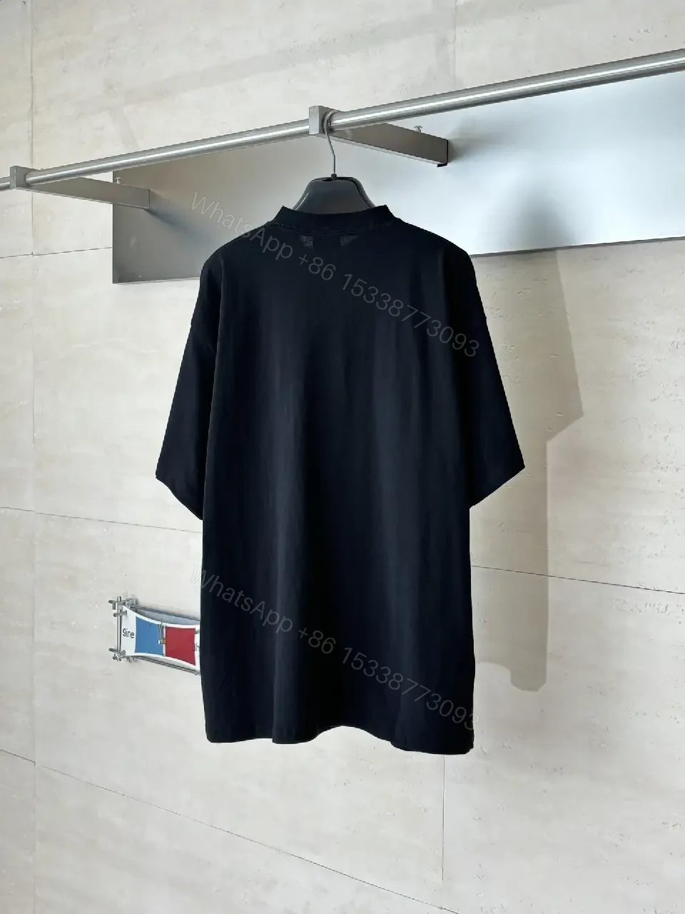 View 6 of Black Cotton Oversized Bold BALENCIAGA Graphic T-Shirt