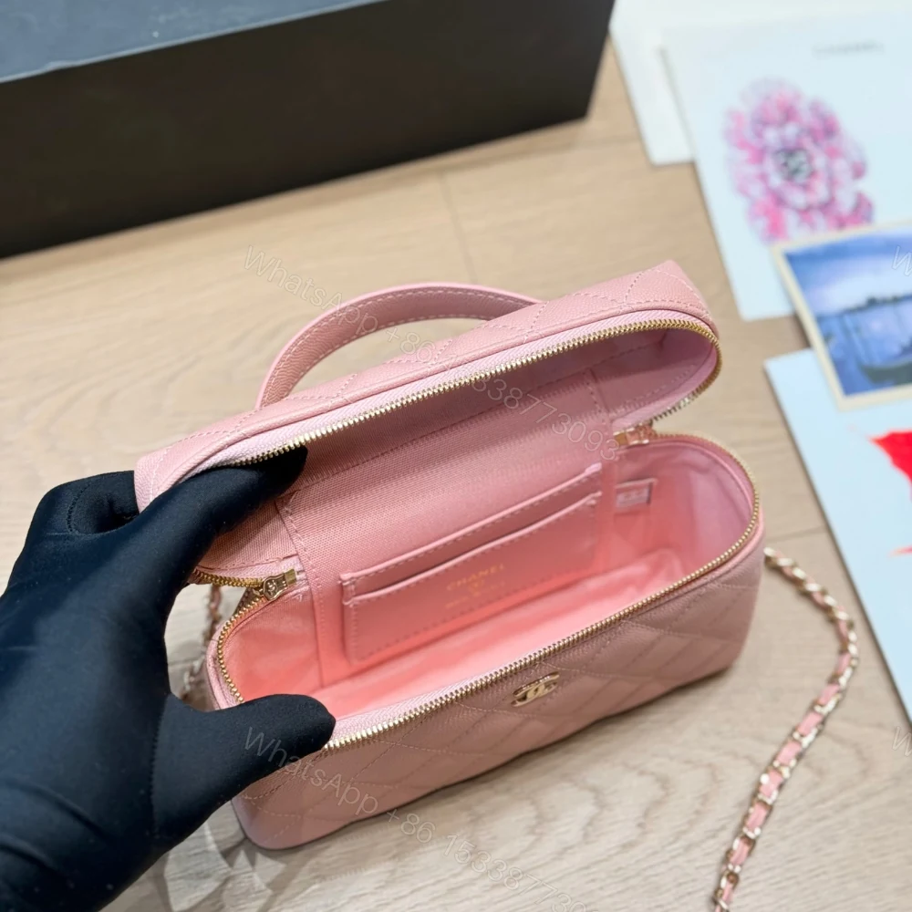 View 8 of Chanel Classic Vanity With Chain Gold Hardware Pink 19Cm