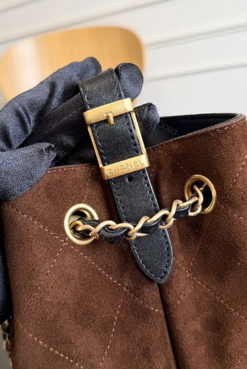 View 6 of Two-Tone Quilted Tote with Chain Accent