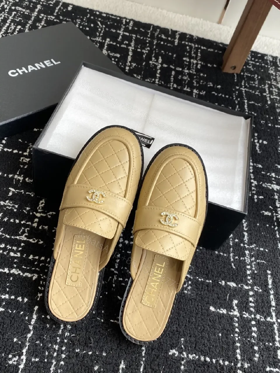 View 2 of Textured Leather Quilted Slides for Everyday Luxury