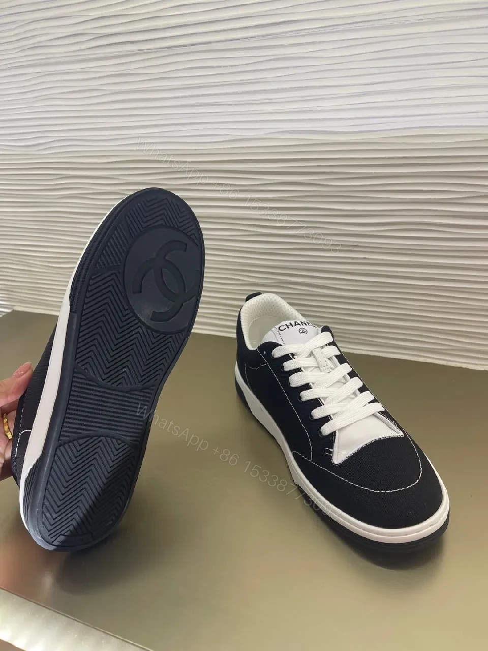 View 4 of Navy Canvas Low-Top Sneaker: Subtle Luxe, Everyday Comfort
