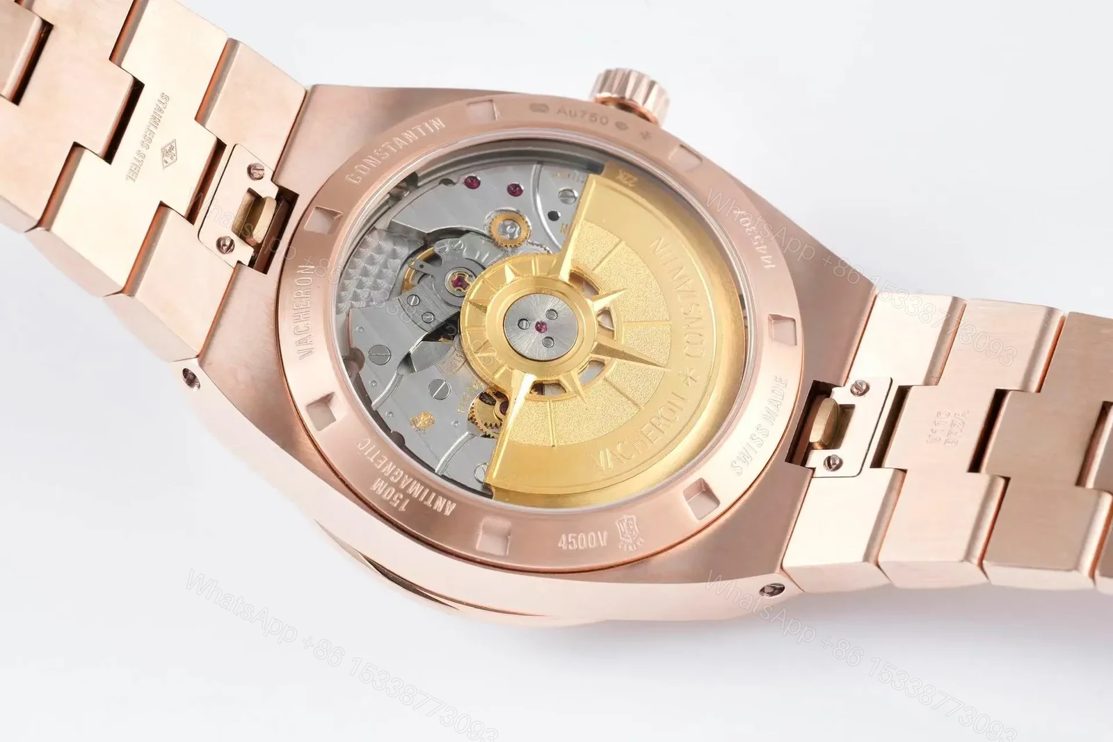 View 8 of PPF Factory Vacheron Constantin Overseas 4500V Series Rose Gold Blue Dial Automatic Watch – 41mm Case with Interchangeable Steel and Rubber Straps