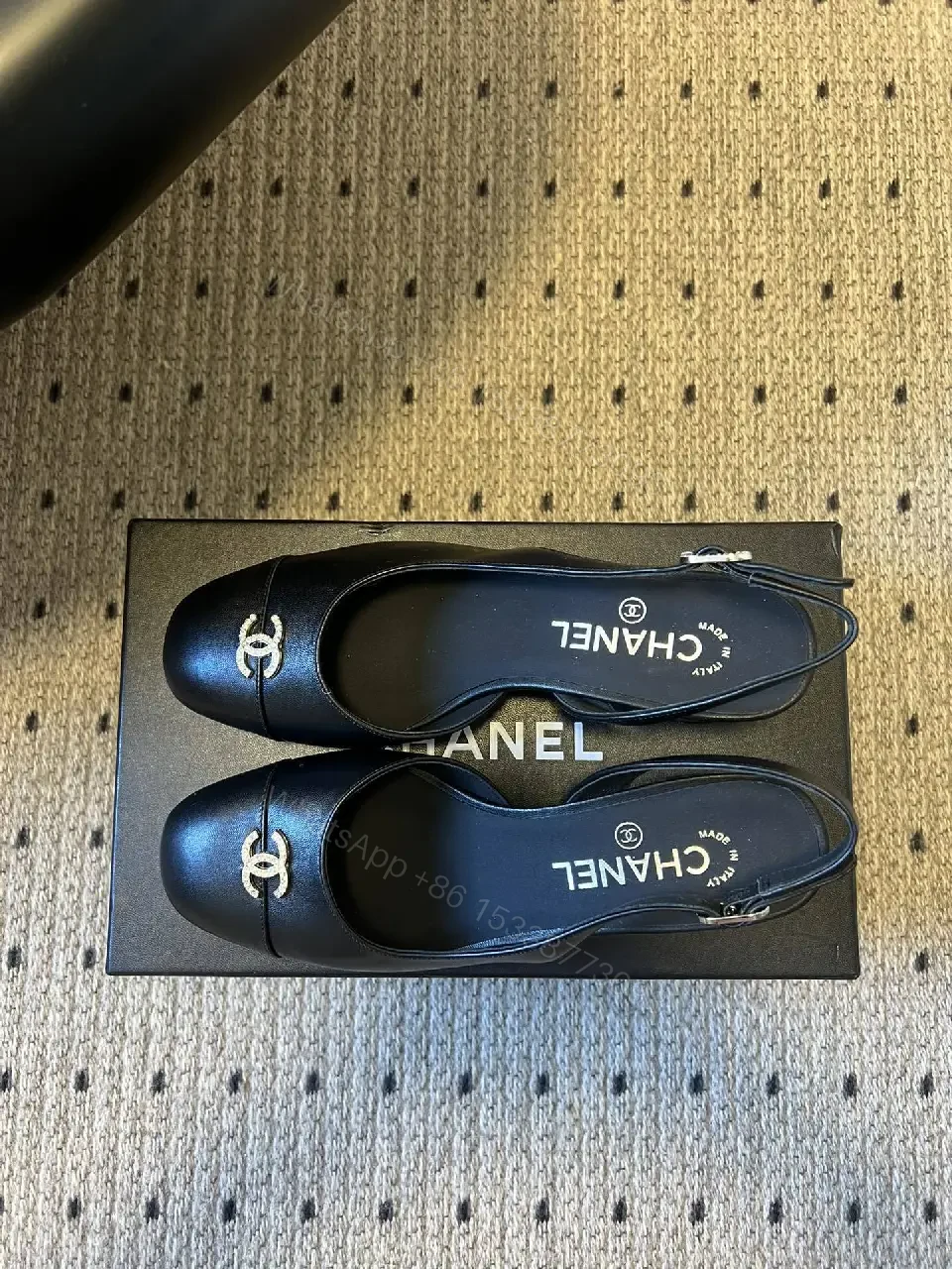 View 9 of Blue Leather Slingback Flats | Luxe Comfort, Icon Logo Detail