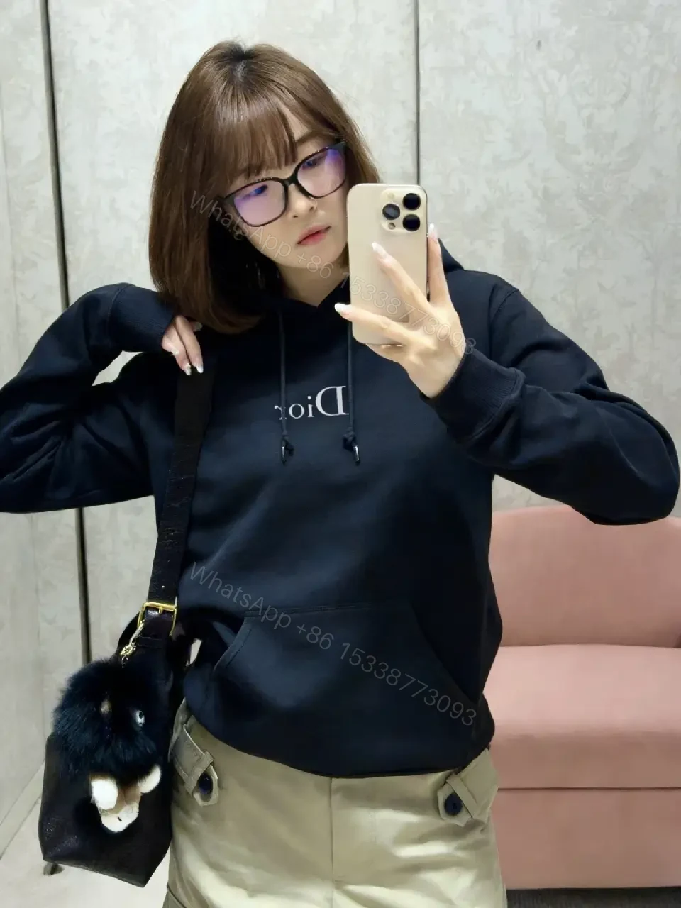 Oversized Black Hoodie - Mid-Weight Fleece, Subtle Designer Detailing — view 1