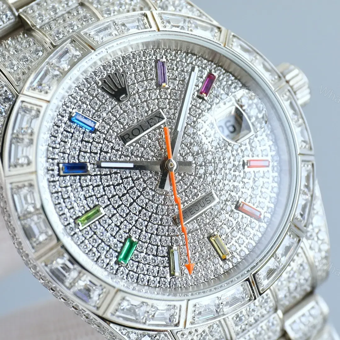 View 6 of Premium Rolex Datejust Full Diamond Silver replica 41MM President Bracelet Edition rolex-datejust-full-diamond-silver-replica-41mm