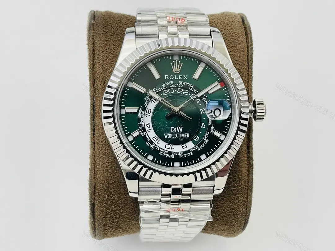 Fake Rolex Sky Dweller Green Jubilee Best DiW 42MM Watch ROLEX-SKY-GRN-JUB-42 ROLEX-SKY-GRN-42 — view 1