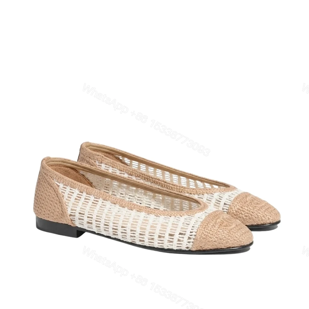 Chanel Ballet Flats Raffia White And Beige G46352 B19806 NAFBO — view 1