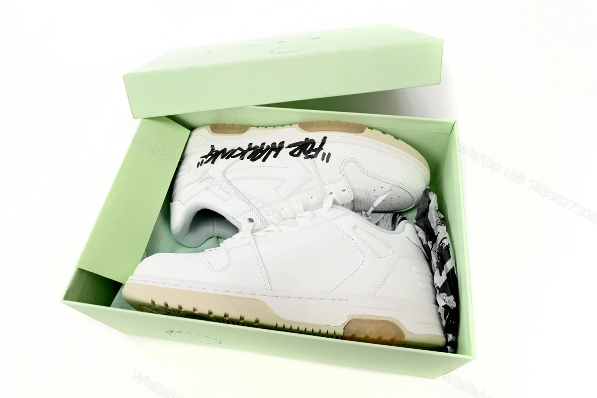 View 9 of OFF-WHITE Out Of Office OOO Low Tops For Walking White Black OMIA189R21 LEA00 20101