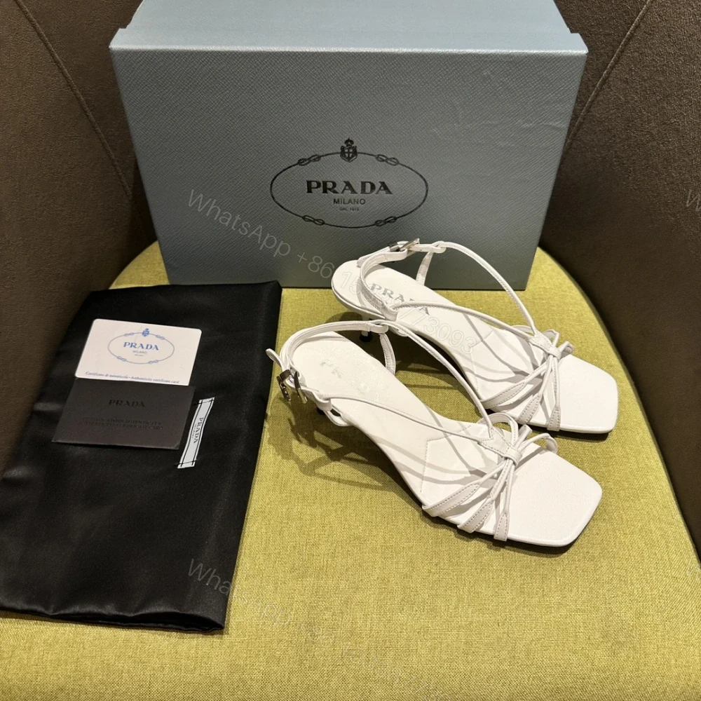 View 5 of 高仿Prada*1X504A方頭一字中踭涼鞋5.5CM白色免檢版