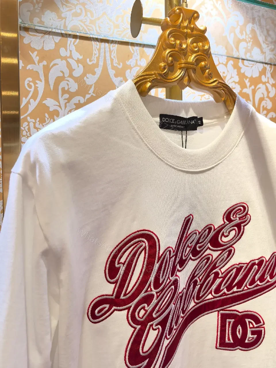 View 7 of White Cotton Graphic Tee - Bold Script Logo, Luxury Streetwear