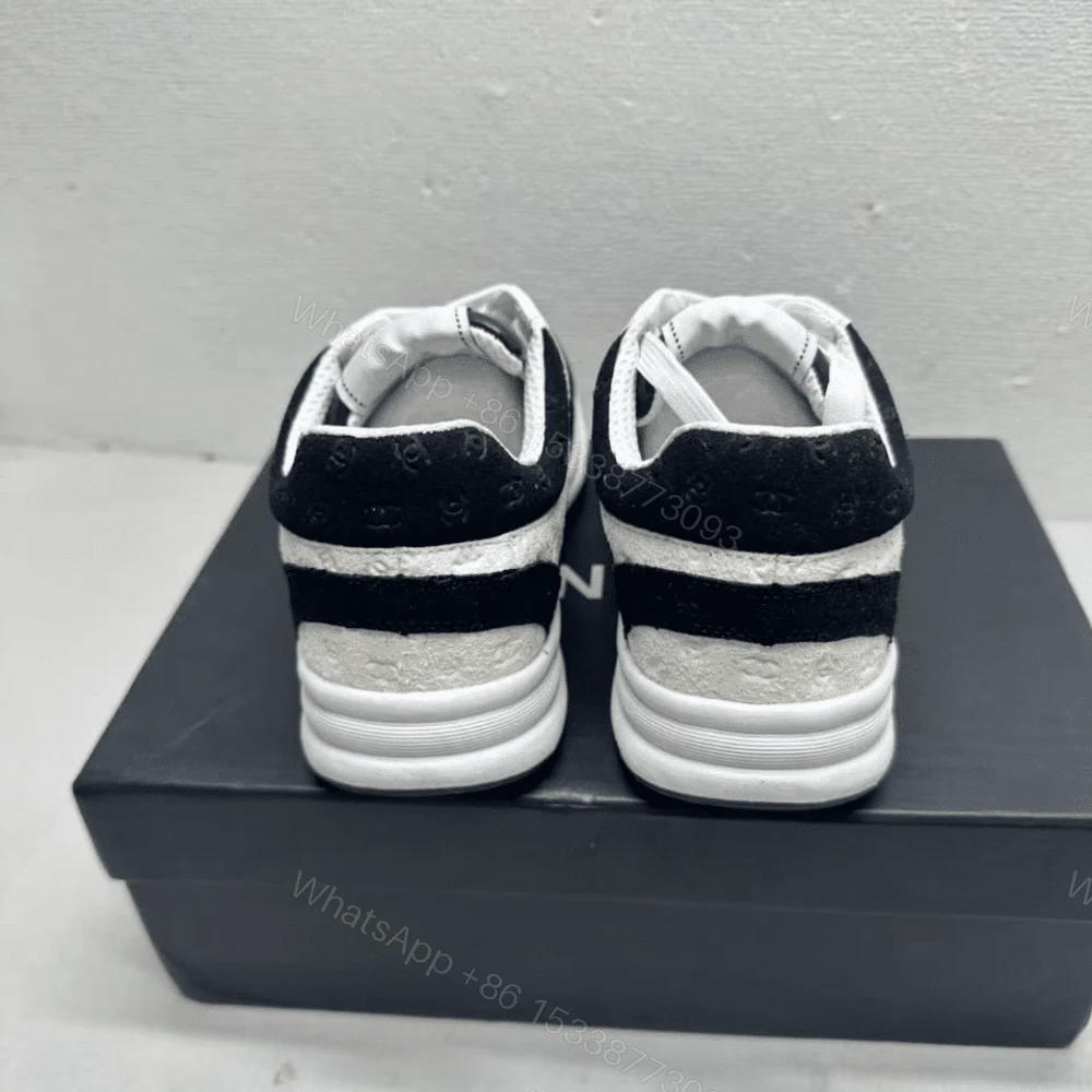 View 4 of Chanel Printed Suede Calfskin Sneakers White And Black G39230 X56653 94305