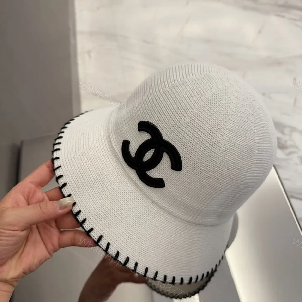 View 6 of Ivory Bucket Hat with Black Logo, Premium Stitching, one-size