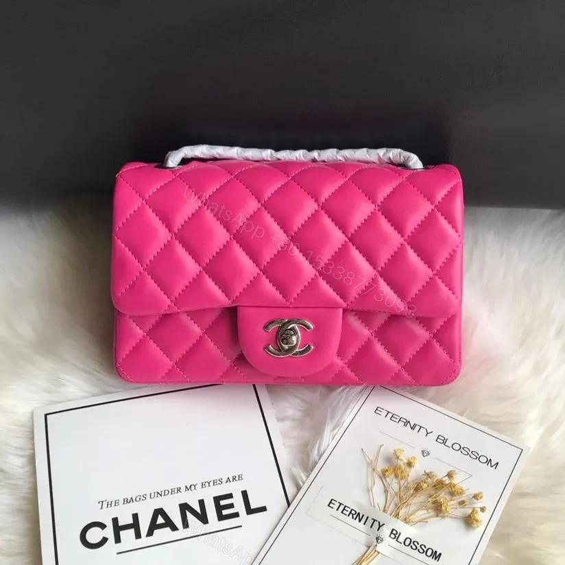 CHANEL 20 CLASSIC SMALL DOUBLE FLAP BAG IN DEEP PINK CALFSKIN — view 1