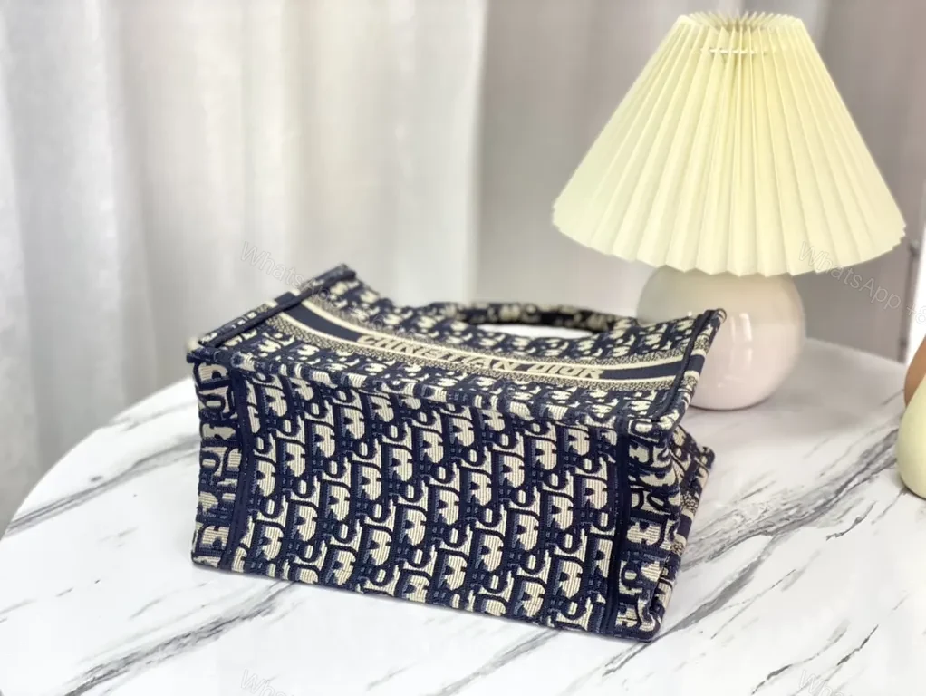 View 3 of Navy Dior Oblique Tote: Signature Pattern, Everyday Luxury