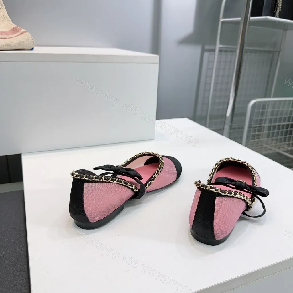 View 7 of Pink & Black Bow Espadrille Flats - Slip-On Comfort
