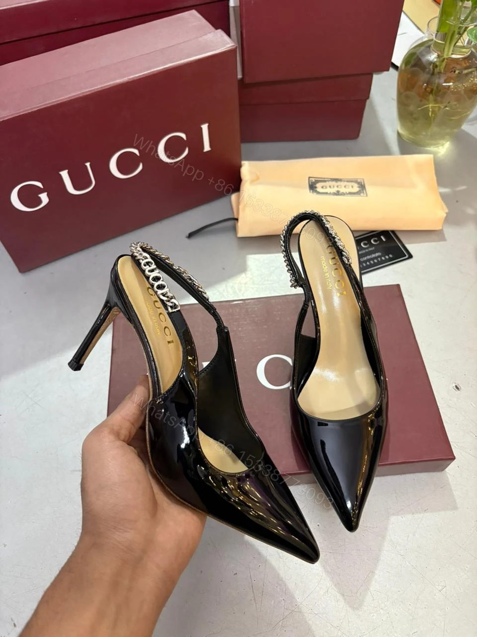 View 2 of FIRST COPY Gucci Women's Signoria Embellished Slingback Pumps