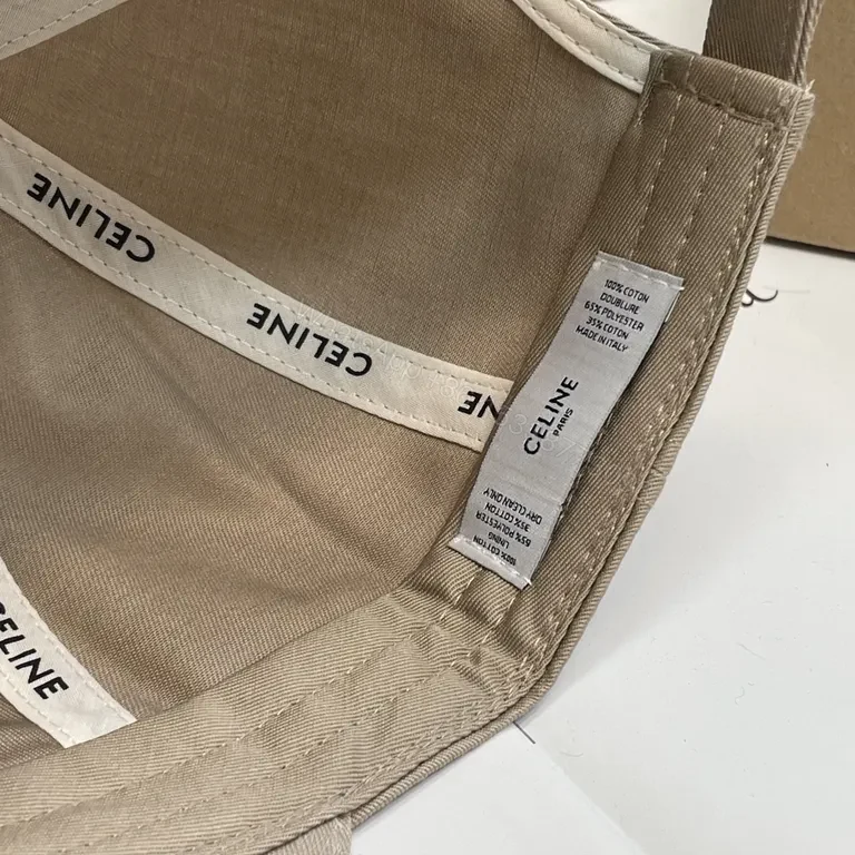 View 5 of Minimalist Luxury Cap - Beige Cotton, Structured, CELINE Embroidery Cap