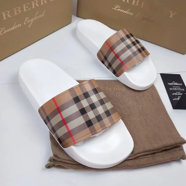View 2 of Iconic Burberry Check Slides: Luxury Comfort Footbed