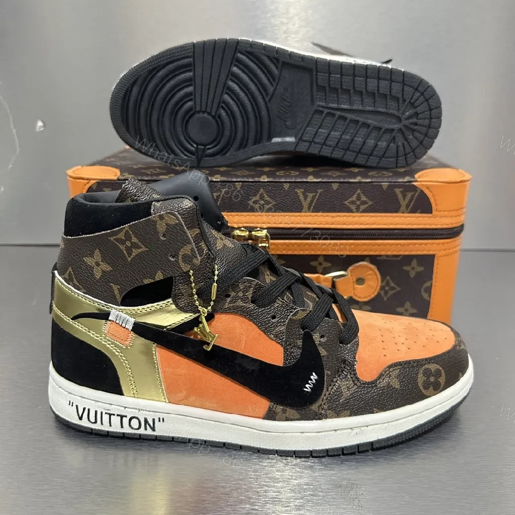 View 6 of Bold Contrast Luxe High-Top Sneakers with Monogram Accents