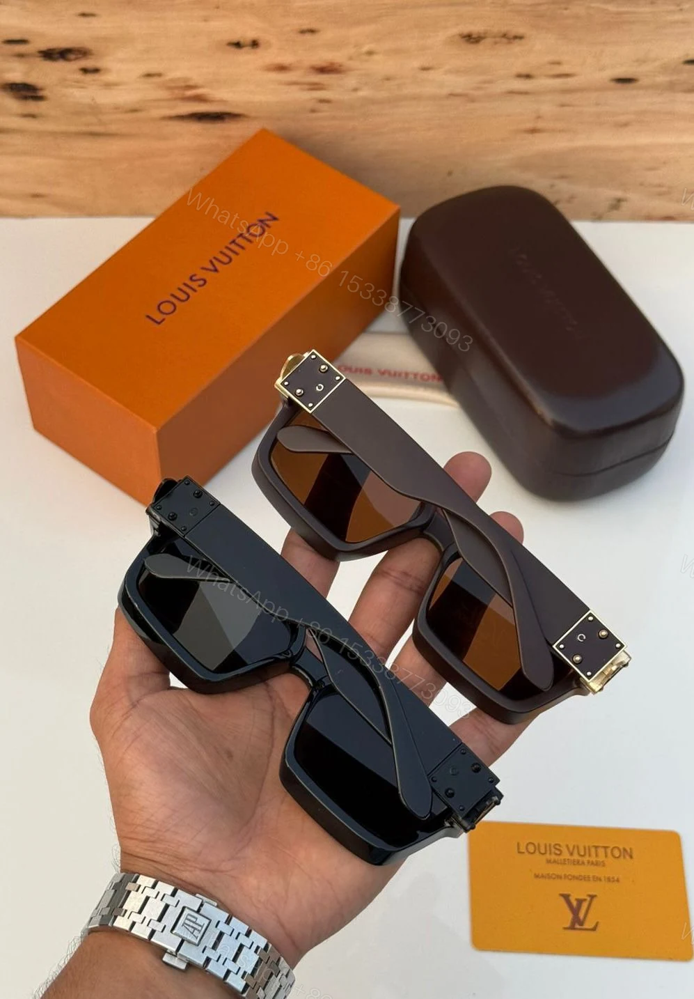 View 10 of Louis Vuitton 1.1 Millionaires Black-Brown Oversized Acetate