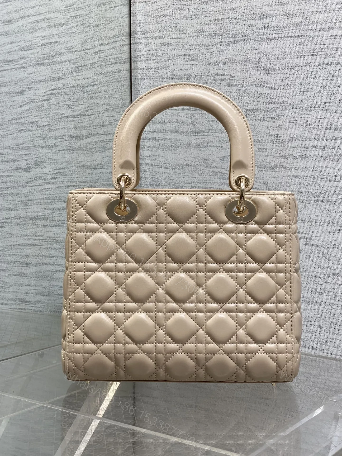 View 3 of Dior small Lady Dior bag in Beige Cannage