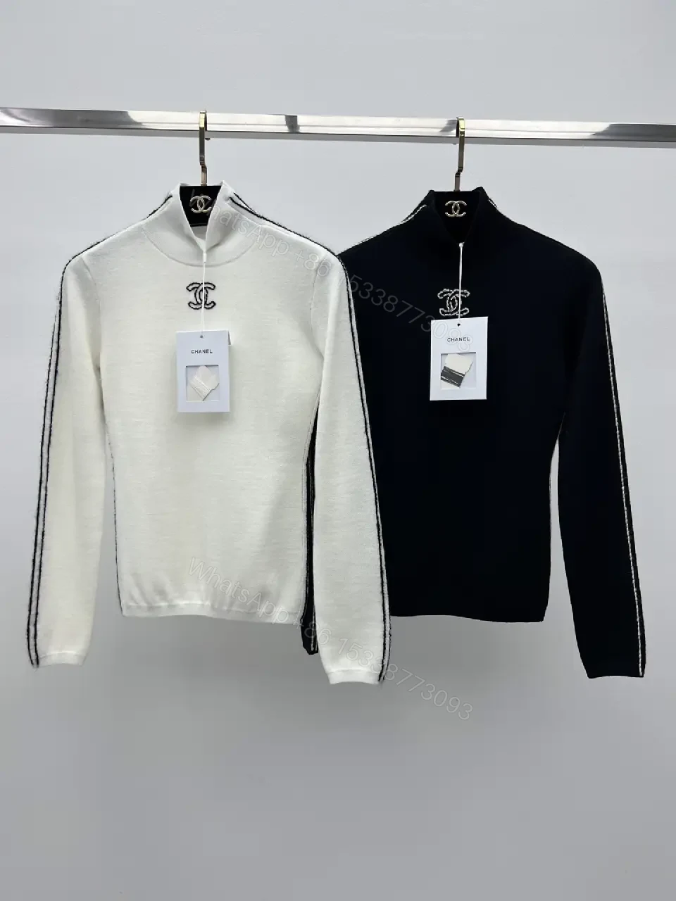 View 10 of Elegant Knit Turtleneck with Signature Embroidery, Black Knit Dishive