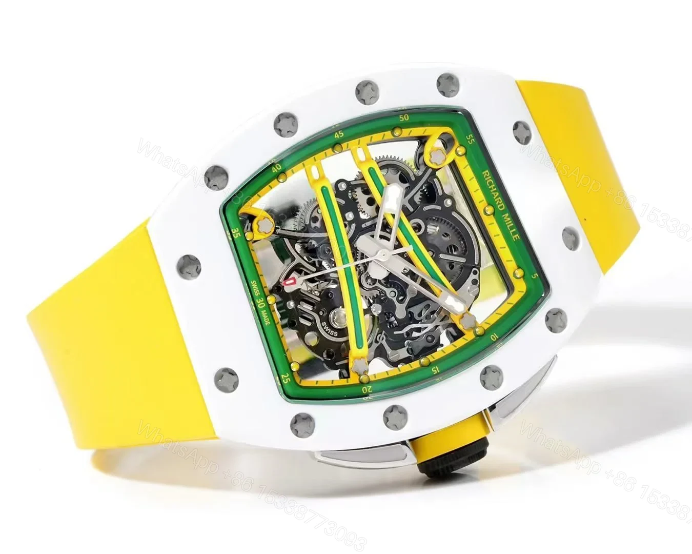 View 5 of Richard Mille RM61-01 Watch Yellow Strap TZP-N Zirconia Ceramic NTPT Carbon Fiber Skeleton Dial RMUL2 Manual Winding Movement Suspended Bridge Sports Edition RM61-01-YLS-TZP-RMUL2