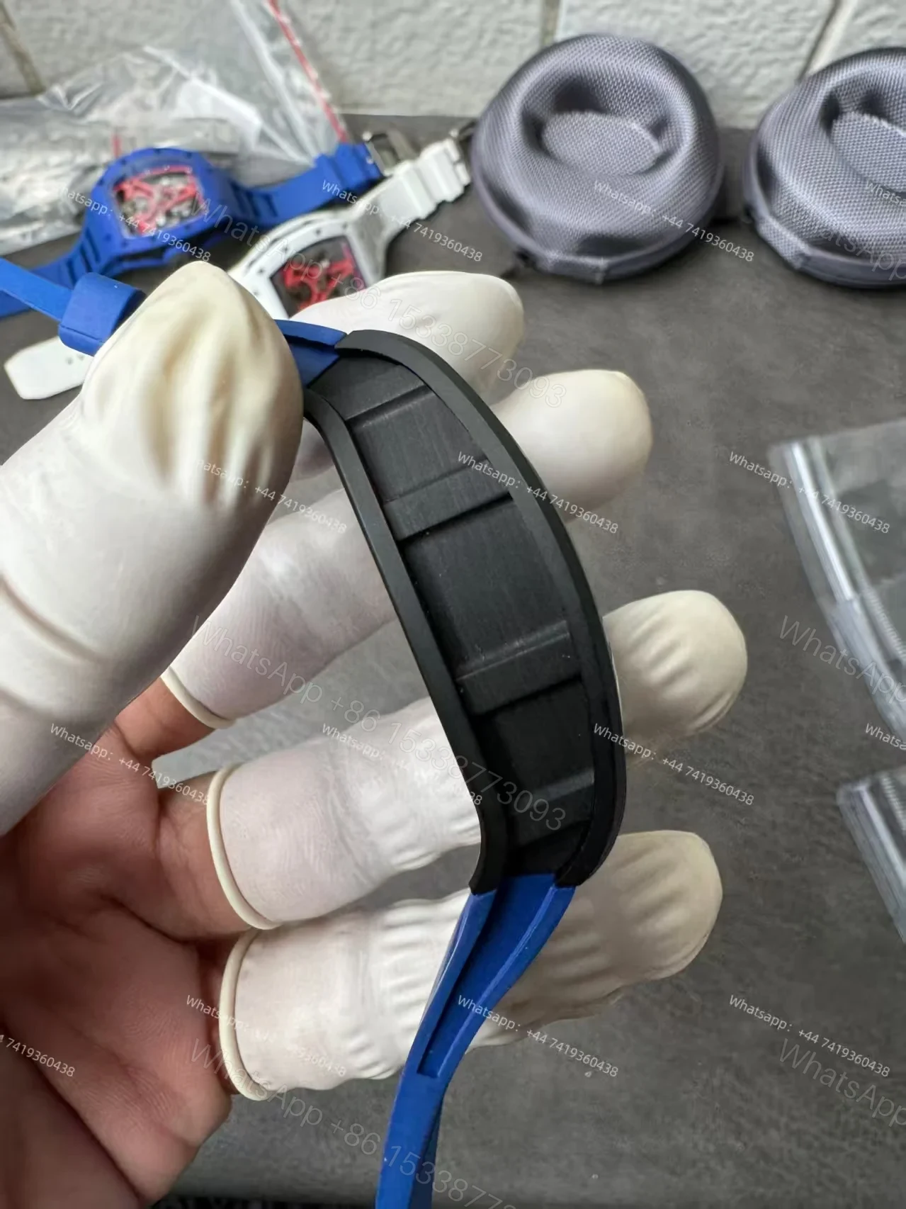 View 7 of Super Clone Richard Mille RM52-03 Paris Saint-Germain Black Ceramic Skeleton Tourbillon 1:1 Replica Watch