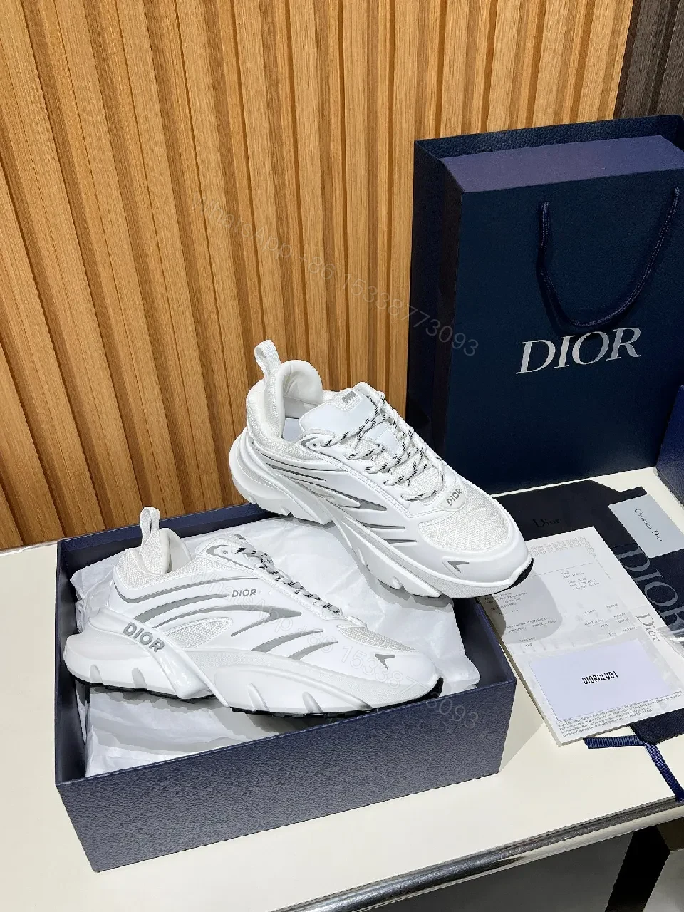View 9 of White Chunky-Sole Sneakers with Graphical Straps, Premium Craft, High-Top Style