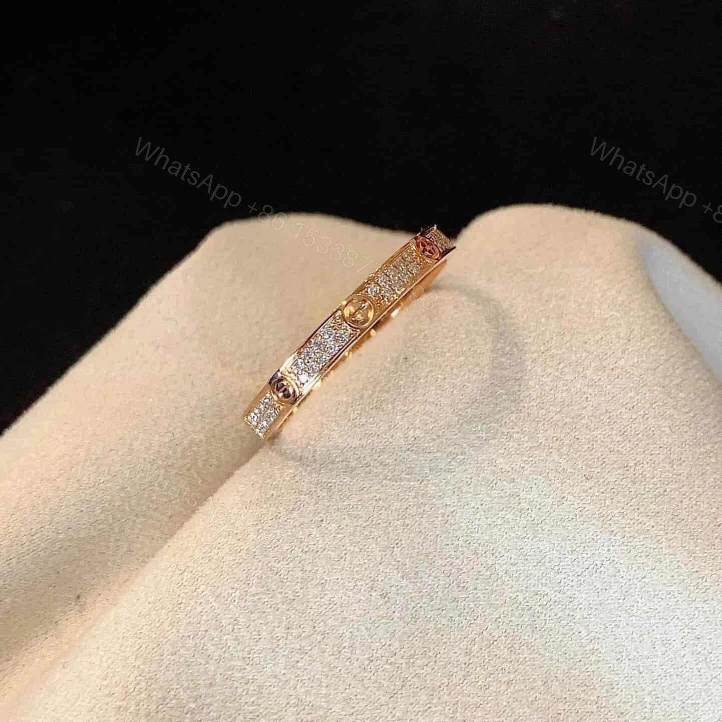 Cartier Rose Gold Love Ring Pave Diamond 2.6mm B4218152 — view 1