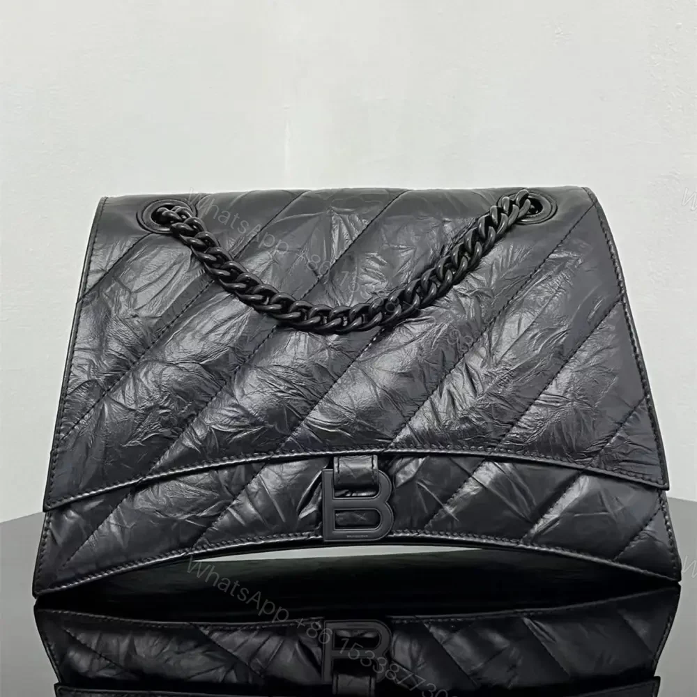 高仿BalenciagaCrush沙漏包油蠟黑S — view 1