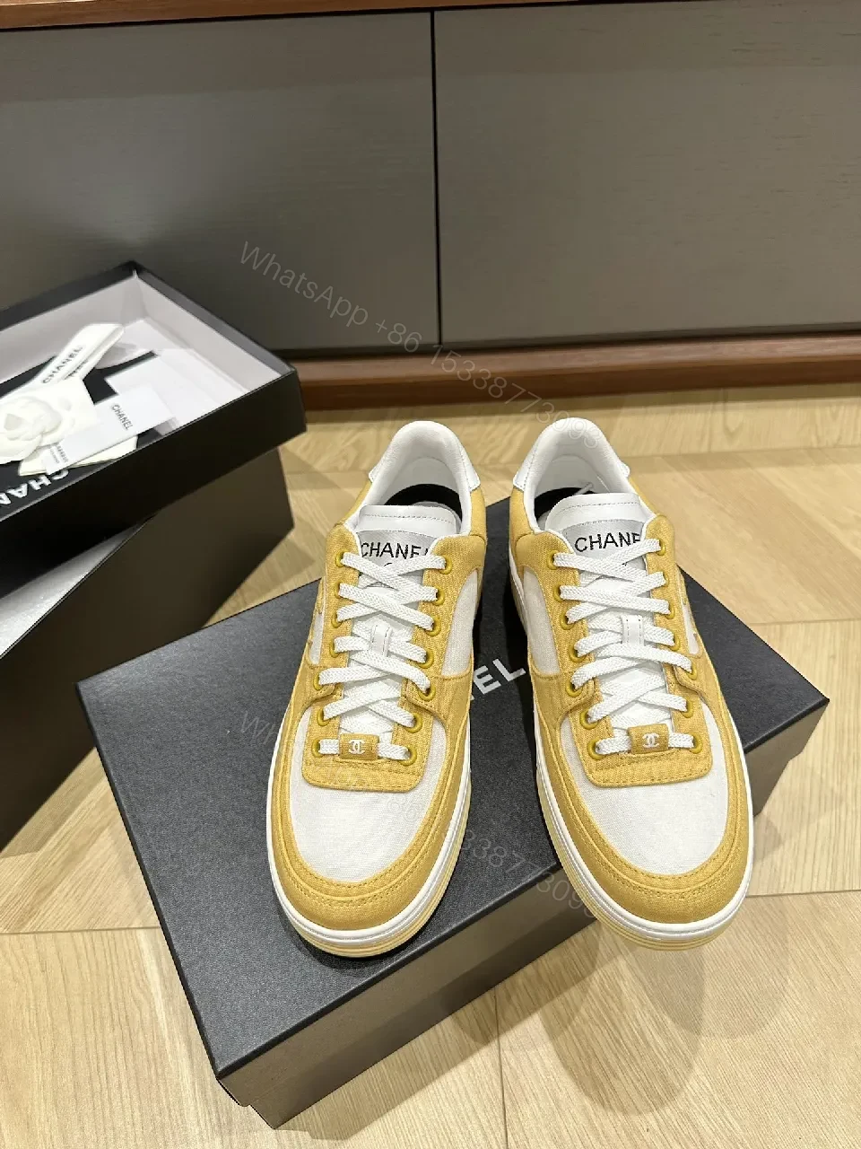 View 3 of Golden Suede Luxe Low-Tops: Everyday Chanel-Inspired Sneakers