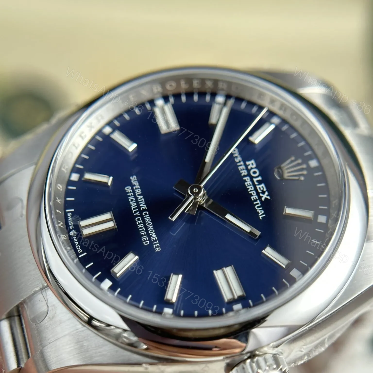 View 4 of Replica Rolex Oyster Perpetual Lady Blue Dial 126000 36 mm
