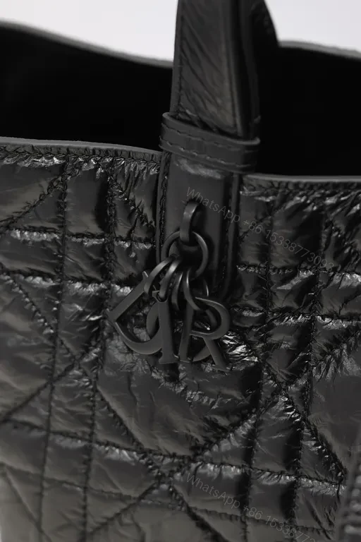 View 9 of Quilted Mini Satchel: Dior-Inspired Hardware, Black Leather