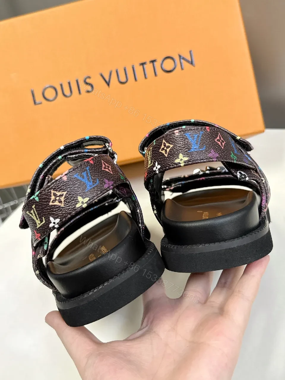 View 6 of Multicolor Monogram Sandals with Bold Straps - Luxe Comfort
