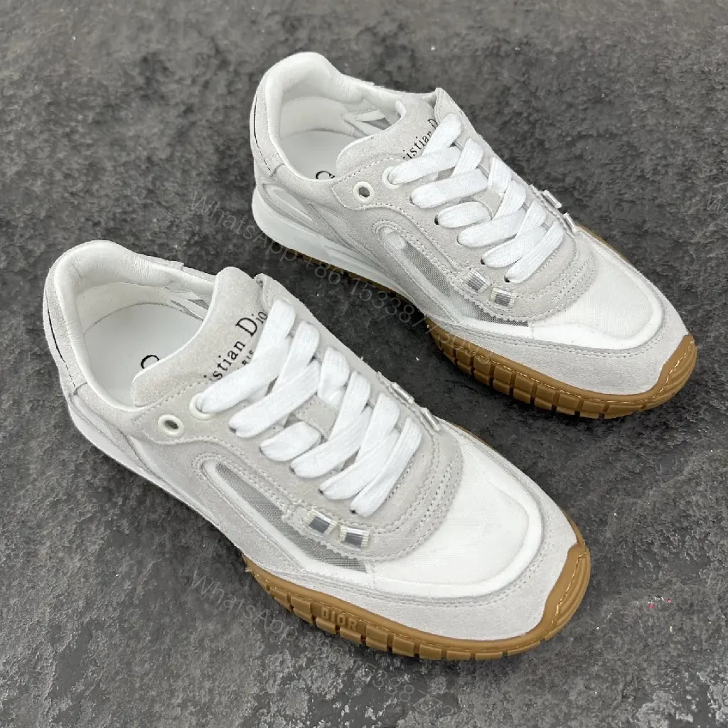View 6 of Beige Suede Mesh Sneaker – Gum Sole, Dior-style Runner