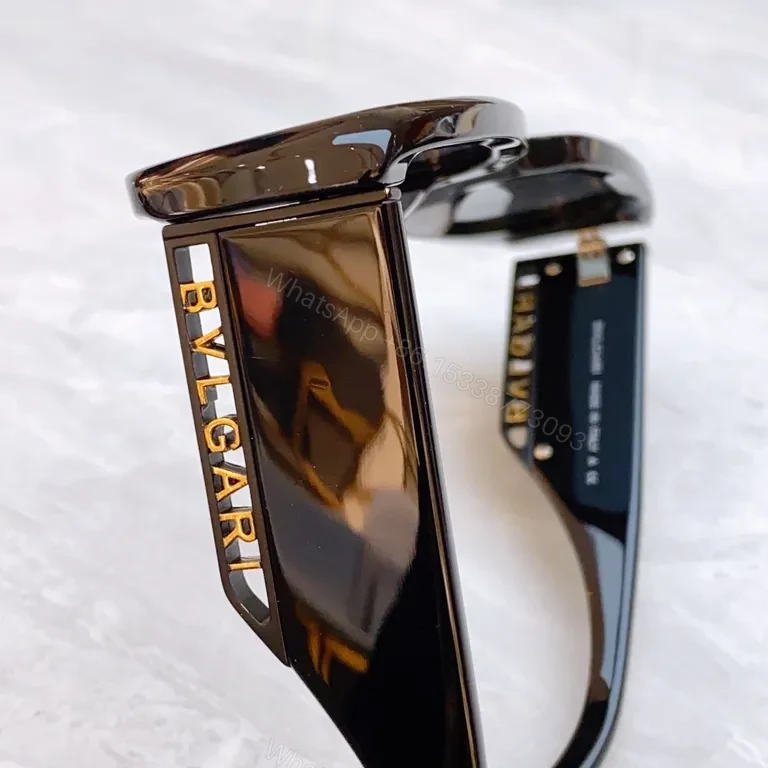 View 8 of Chic White Square Sunglasses: Bold Geometry, BVLGARI Logo